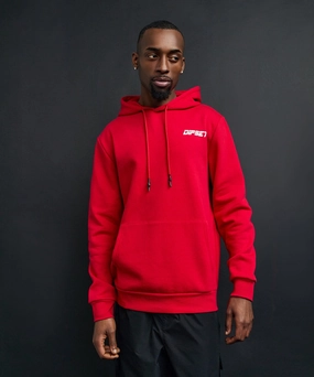 Eagle Back Print Hoodie - Red ConvertibleCollar