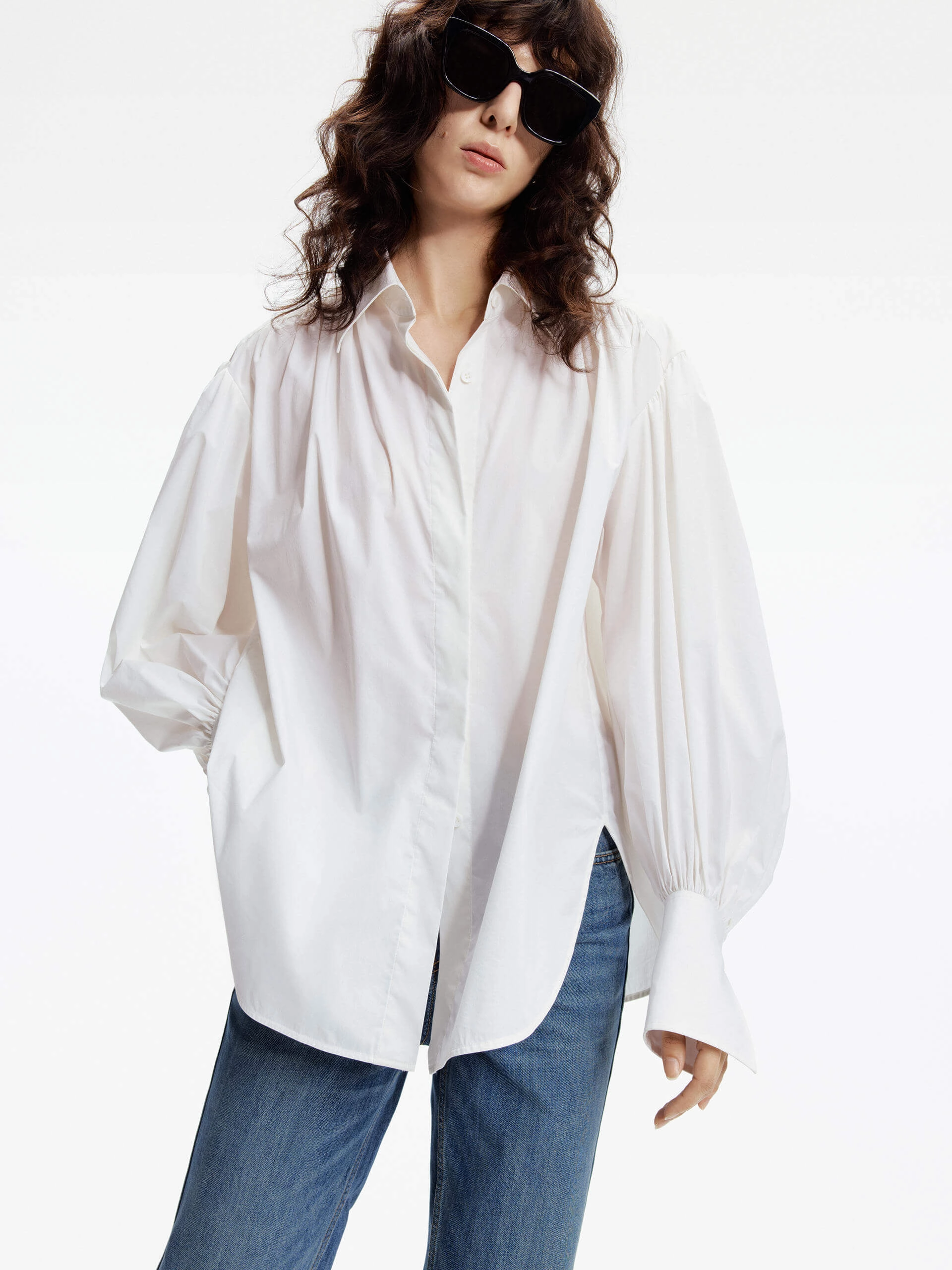 Loose Puff Sleeves Shirt Slim Fit Design
