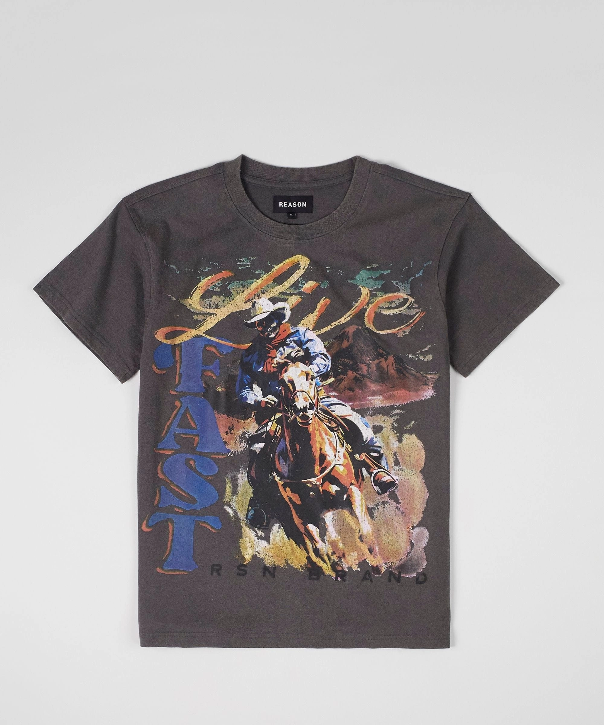 FourWay Stretch Live Fast Washed Short Sleeve Tee - Grey