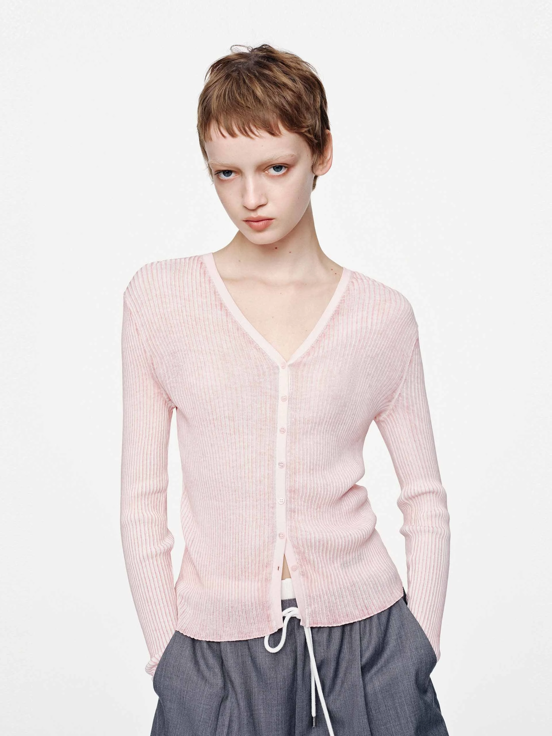 V-neck Fitted Cardigan SunProtective Buttery Soft Handfeel