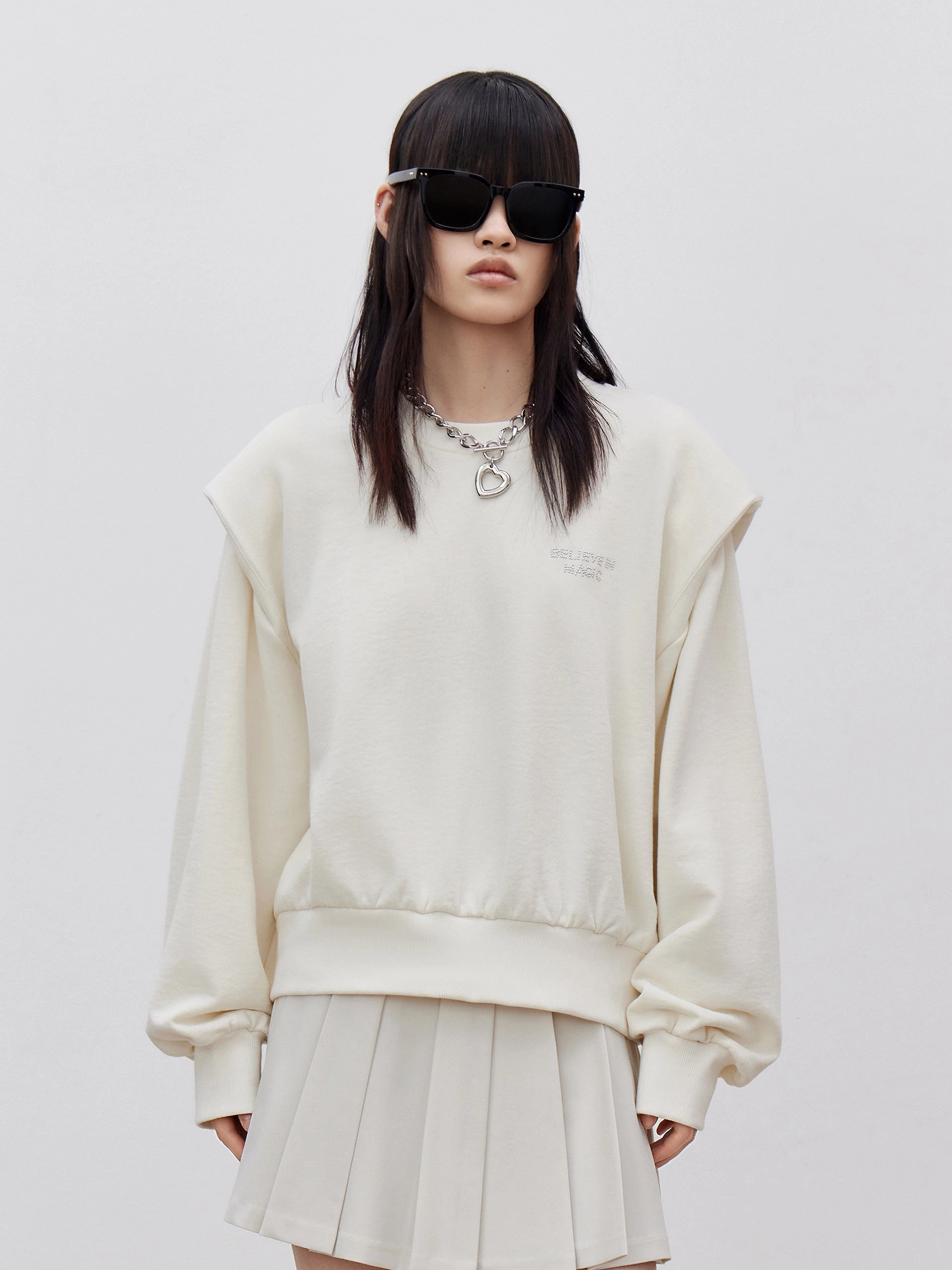 Fake Two Piece Cotton Sweatshirt Low Profile Zipper Bamboo Fiber Fabric