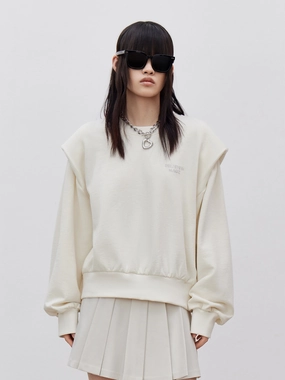 Fake Two Piece Cotton Sweatshirt HighNeckline