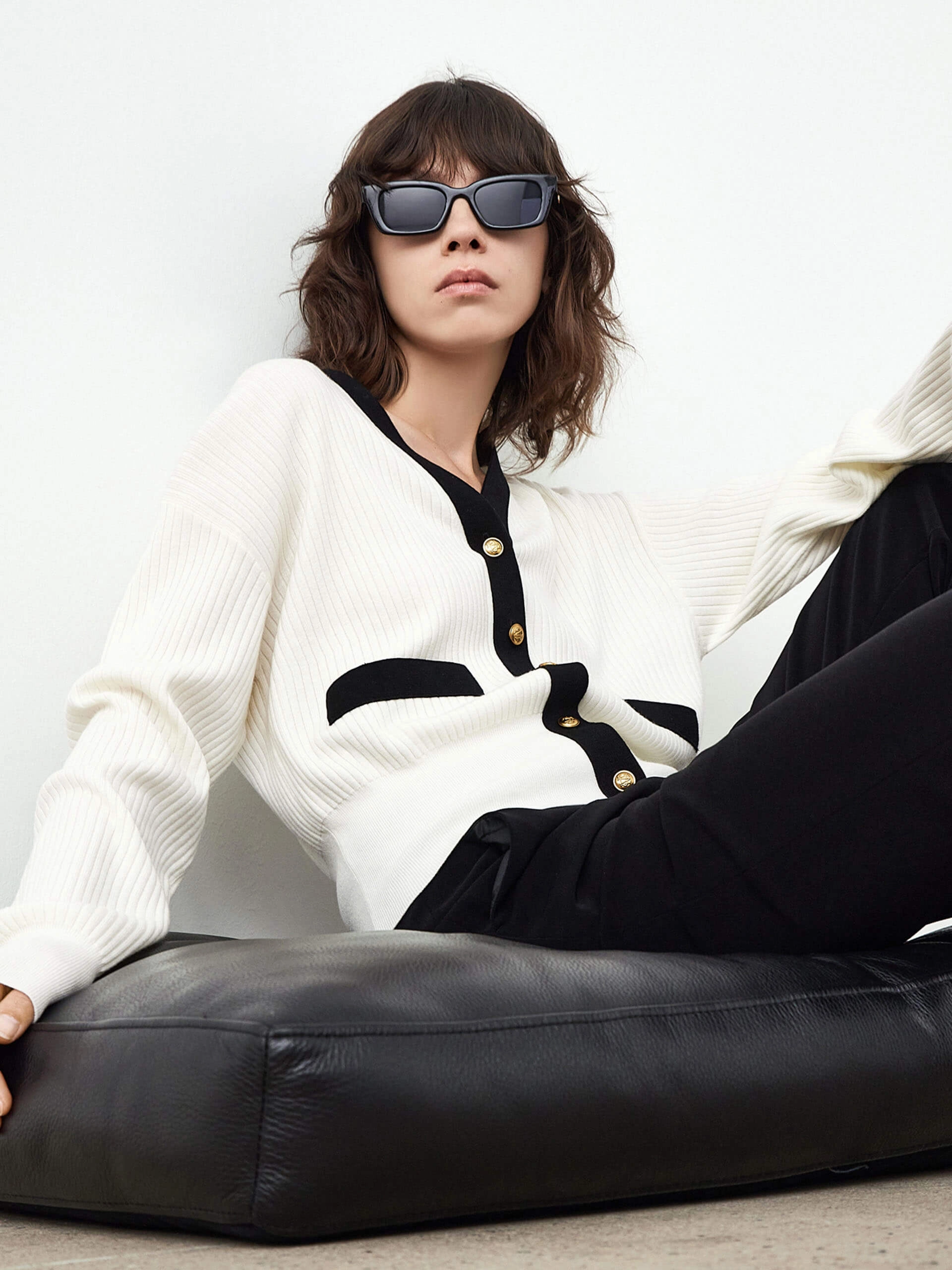 QuickDry Ribbed Knit Contrasting Cardigan