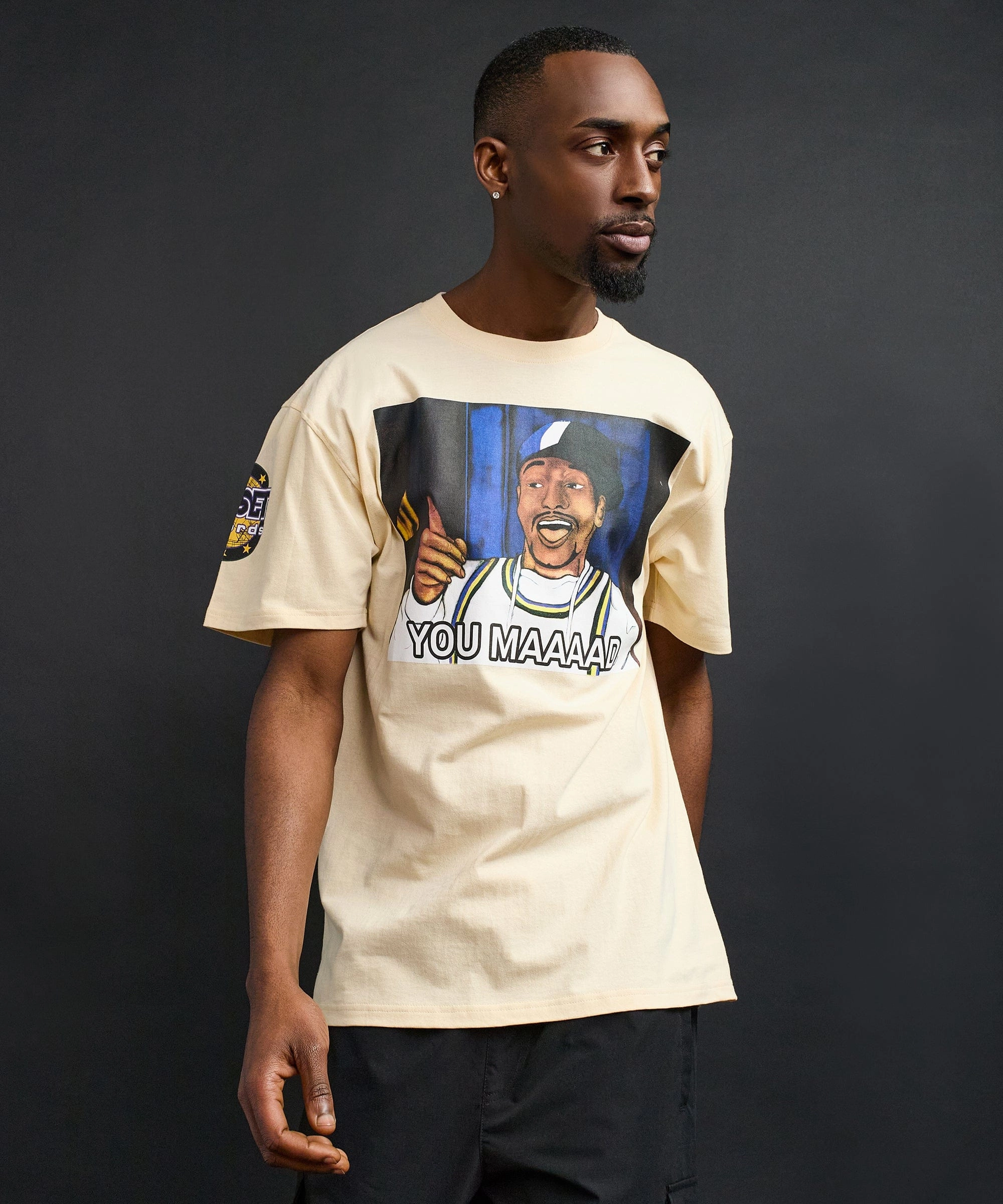 Non Restrictive Fit You Mad Short Sleeve Tee - Khaki