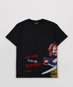High Density Weave BuiltInLayer Chucky Friends Short Sleeve Tee - Black