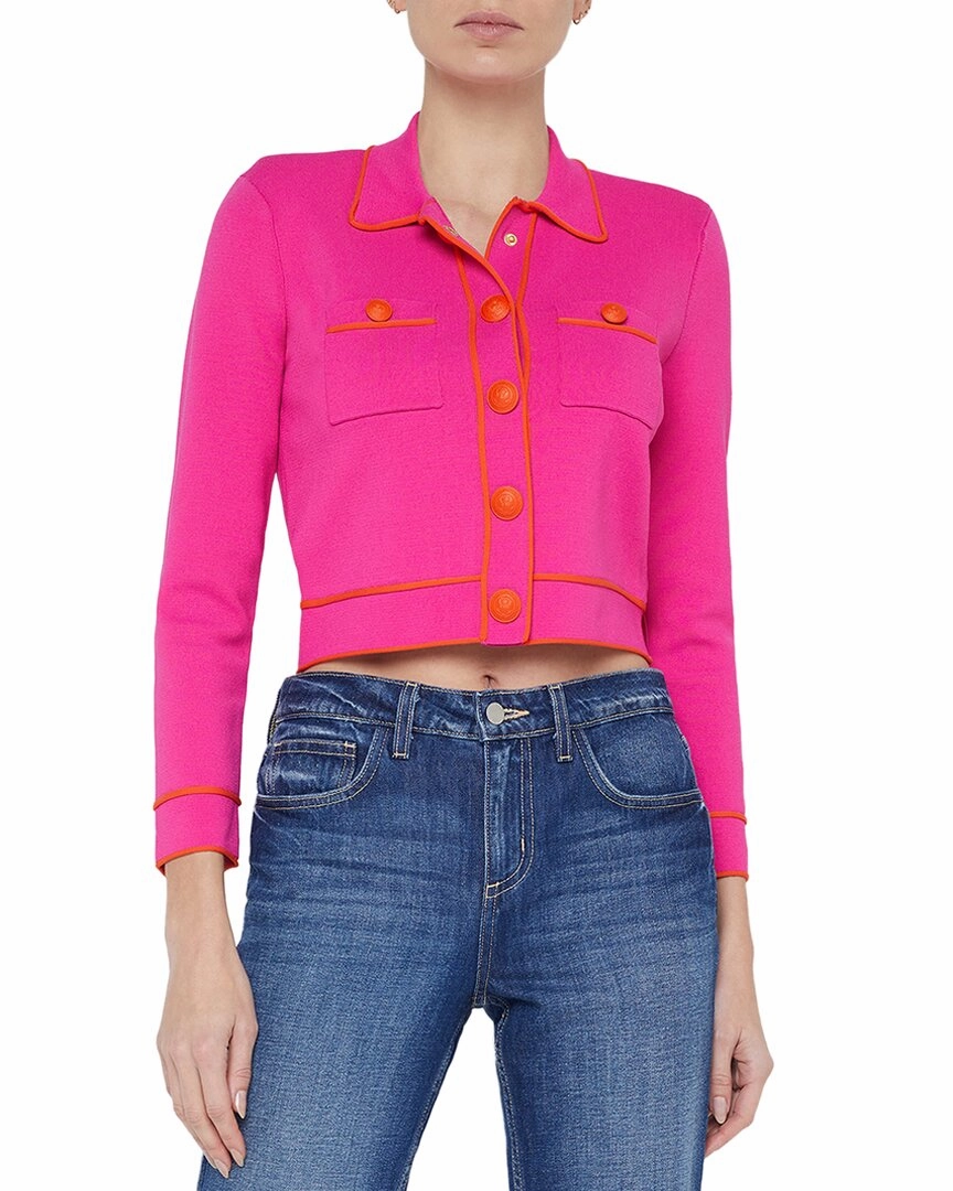 L'AGENCE Neo Contrast Trim Crop Cardigan Sophisticated Layers