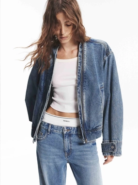 Anti Static Inner Layer Slim Silhouette Zip Closure Denim Jacket