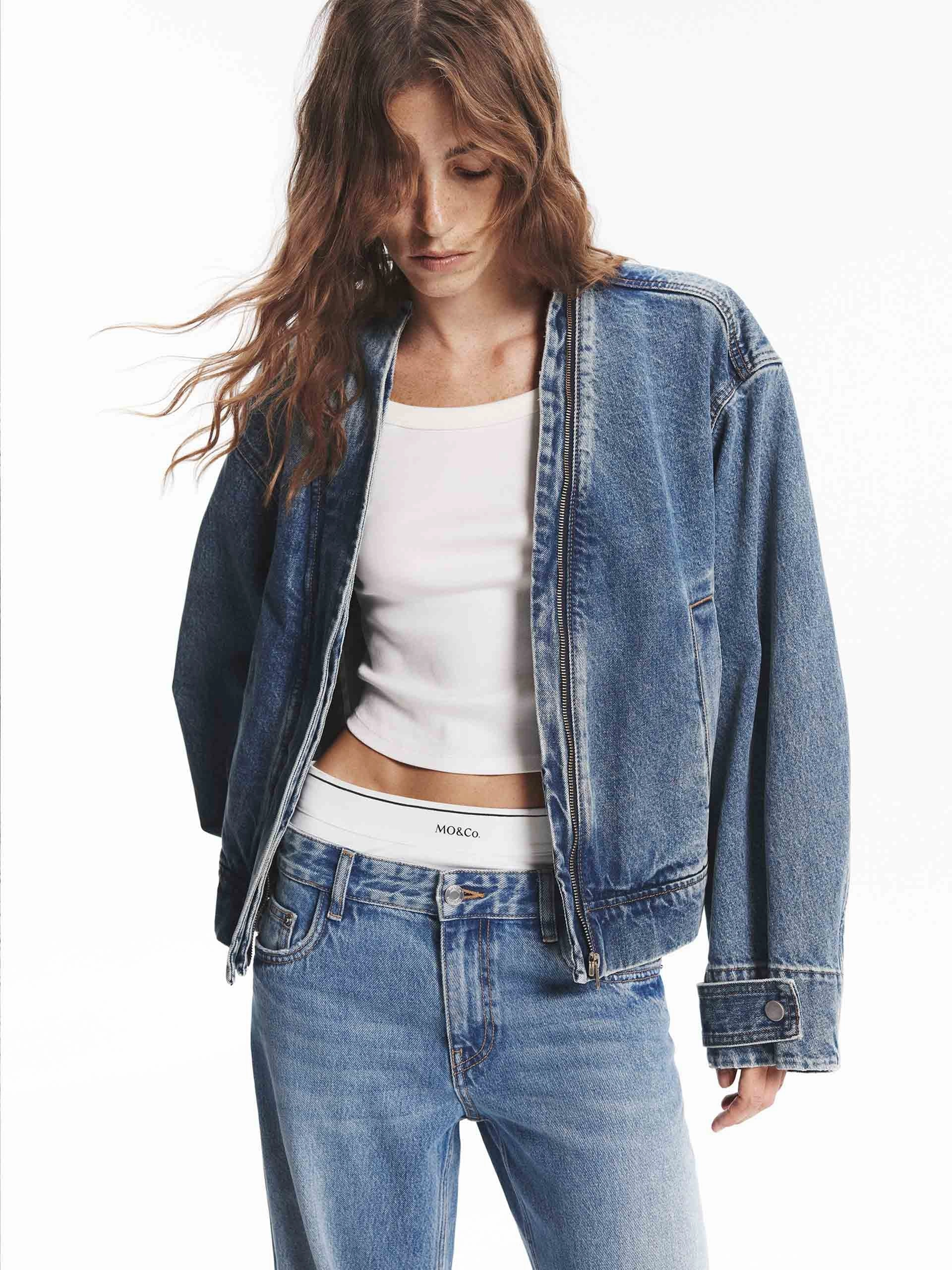 Cool Climate Glow In The Dark Accents Zip Closure Denim Jacket