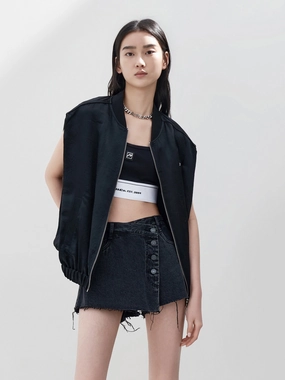 CompressionPackableFabric Zip Up Structured Sleeveless Jacket