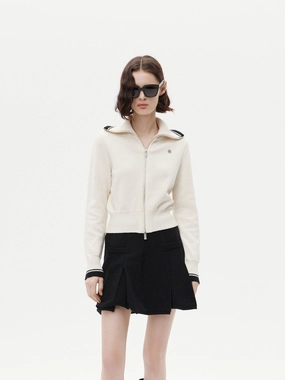 Zipper Detail Knit Cardigan TearResistant Blends LowMaintenance Fabric